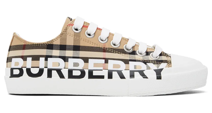 Burberry Logo Print Vintage Check Cotton Sneakers Archive Beige (W) (8024301)