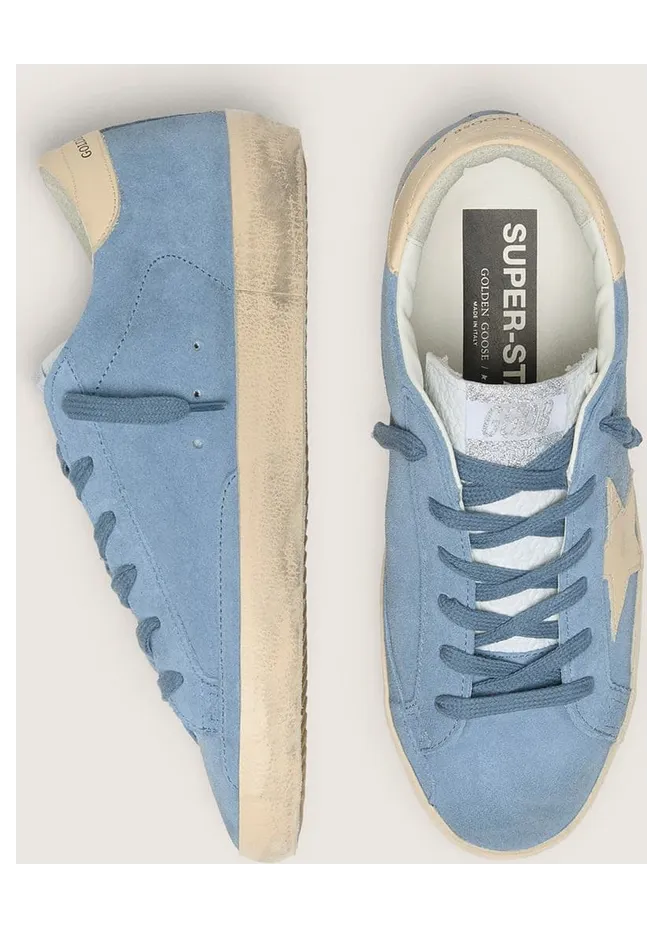 Golden Goose Super-Star In Light Blue Suede With Beige Leather Star And Heel Tab (GWF00101.F005877.50856) (3)