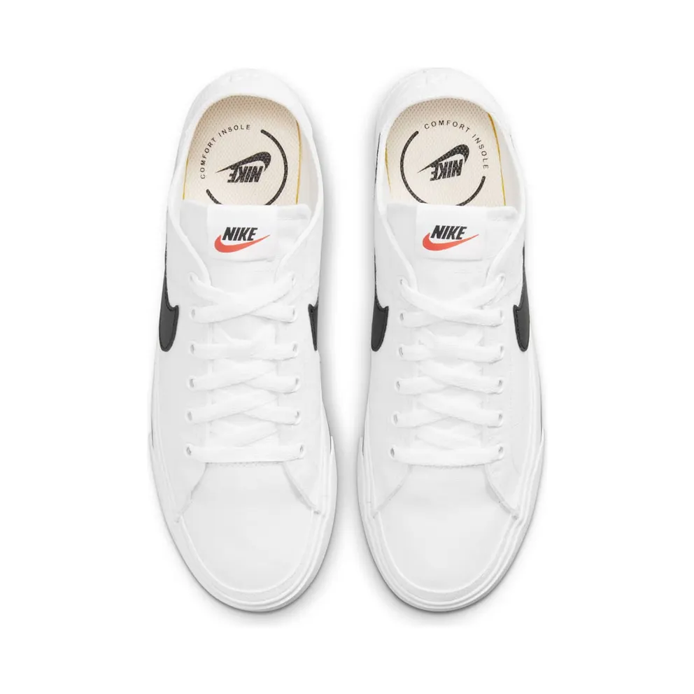 Nike Court Legacy Canvas White Black Swoosh (CW6539-101)