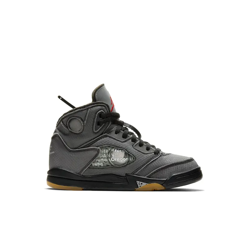 Jordan 5 Retro Off-White Black (PS) Black/Muslin-Fire Red (CV4827-001)