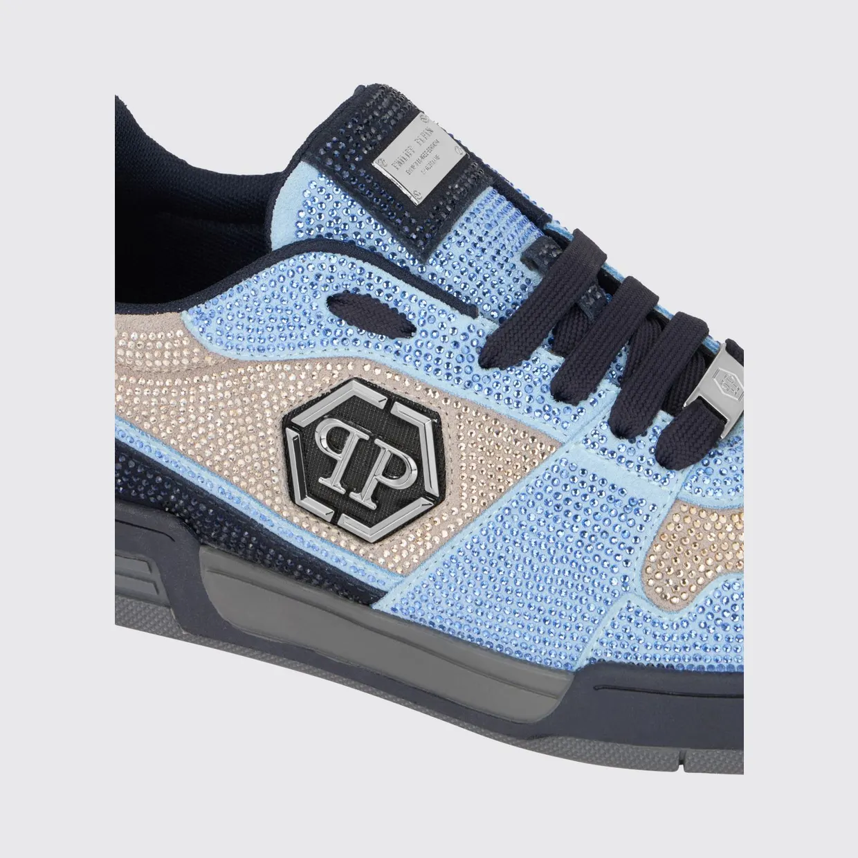 Philipp plein P-Force Leather Sneakers with Monogram and Crystals Blue (UAFSUSC1089PLE010N1407) (3)