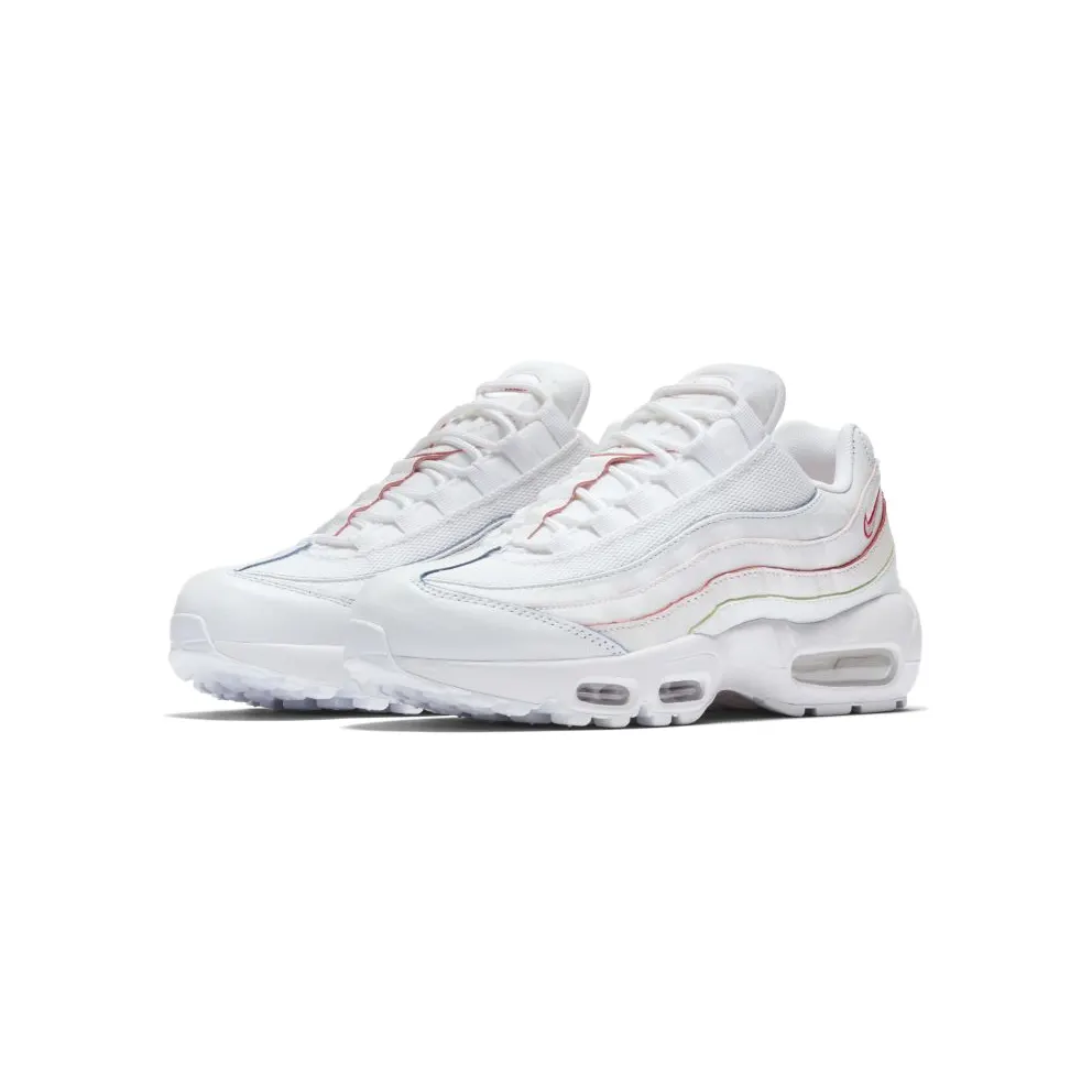 Nike Air Max 95 Triple White (Rainbow Borders) (W) White/White-White (AQ4138-100)