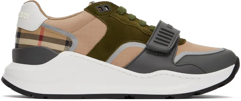 Burberry Green & Beige Ramsey Sneakers (8045292)