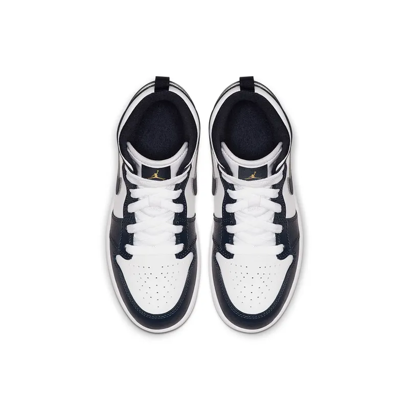 Jordan 1 Mid White Metallic Gold Obsidian (PS) White/Metallic Gold-Obsidian (640734-174)