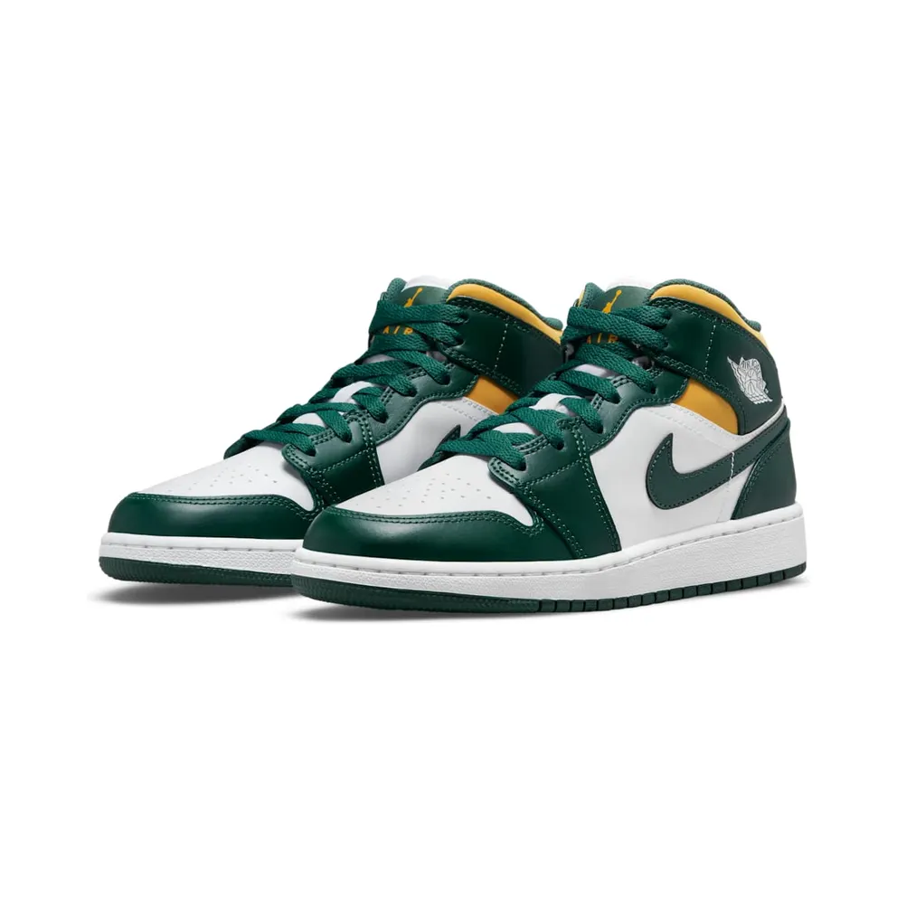 Jordan 1 Mid Sonics (2021) (GS) – “Noble Green / Pollen-white” (554725-371)