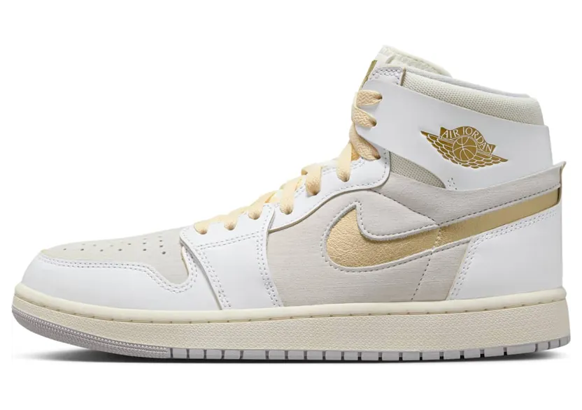 Jordan 1 High Zoom Air CMFT 2 FIBA “White / Neutral Grey / Metallic Gold” (DV1307-107)