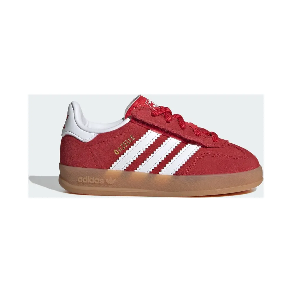 Adidas GAZELLE INDOOR COMFORT CLOSURE ELASTIC LACE Shoes Better Scarlet / Cloud White / Gum (IH9132)