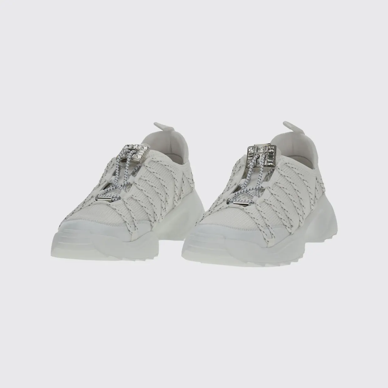 Roger Vivier Viv’ Zag Mesh Sneakers with Jewel Detail White (RVW75644240V53B001)
