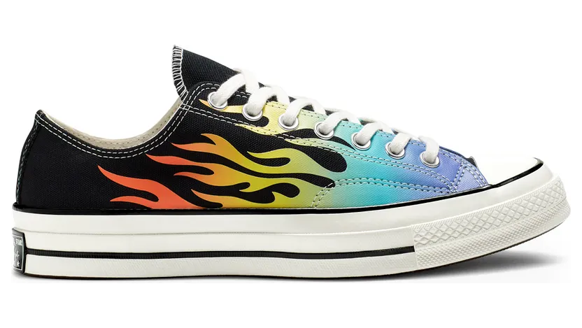 Converse Chuck 70 Low ‘Archive Print – Flames’ Black/Turf Orange/Egret (164407C)