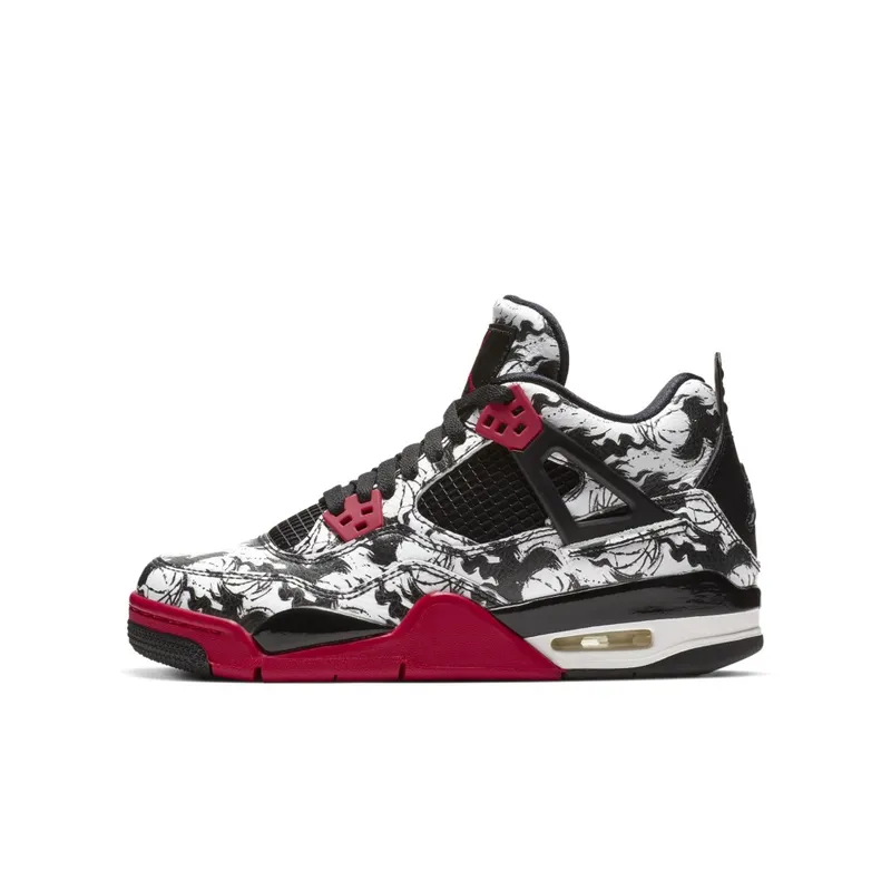 Jordan 4 Retro Tattoo 2018 (GS) Black/Fire Red-Black-White (BV7451-006)