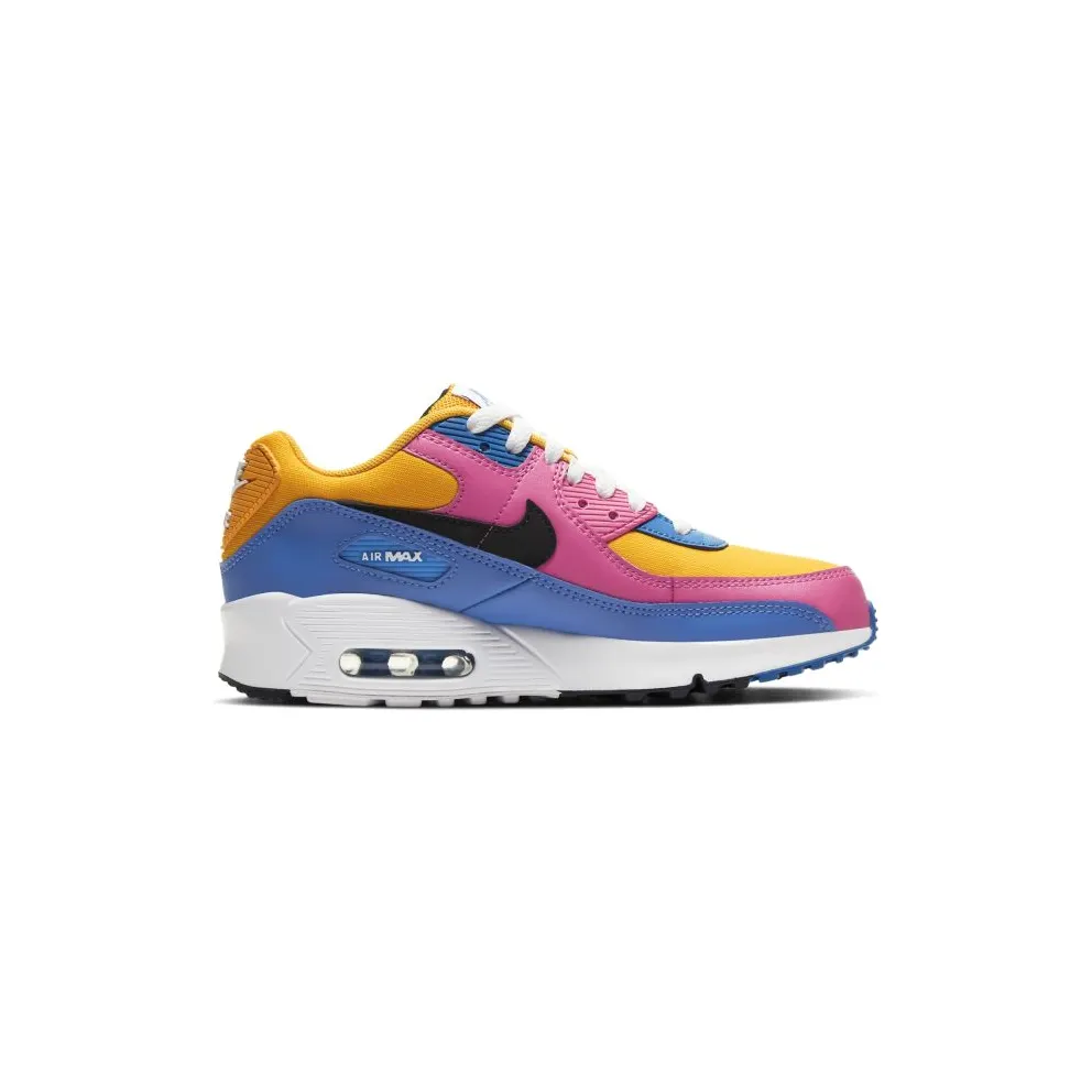 Nike Air Max 90 Leather Multi-Color (GS) University Gold/Battle Blue-White-Black (CD6864-700)