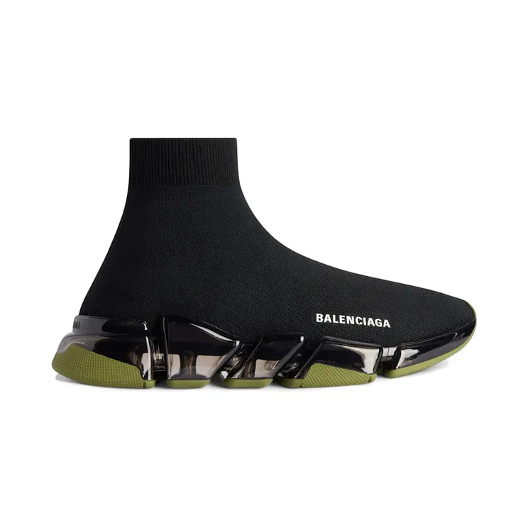 Balenciaga Speed 2.0 Clear Sole Black Khaki (617239 W2DC4 1033)