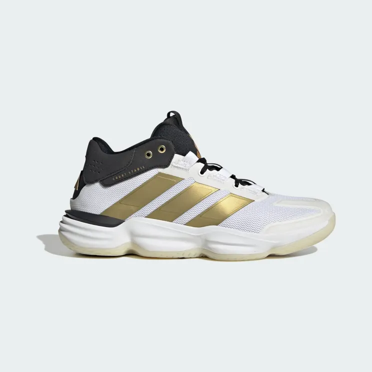 adidas Court Stabil Indoor “Cloud White / Gold Metallic / Core Black” (KK1949)