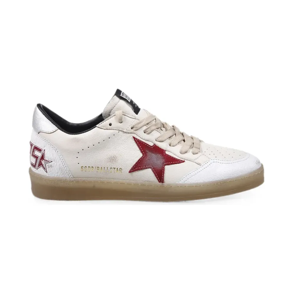 Golden Goose Ball Star sneakers in butter beige/white/red GMF00117F008742/T_GOLDE-15987_600-46