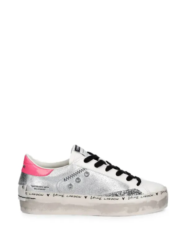 Crime London Flatform-Sneakers mit Glitter – Weiß (29050PP8)