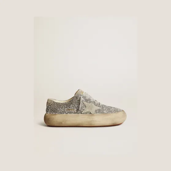 Golden Goose Space-Star In Silver Glitter With Ice-Gray Star (GWF00378.F003309.70136)