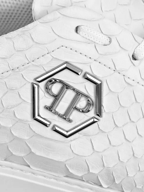 Philipp plein Python Print Leather Sneakers with Hexagon White (FAASMSC3155PLE029P01) (3)