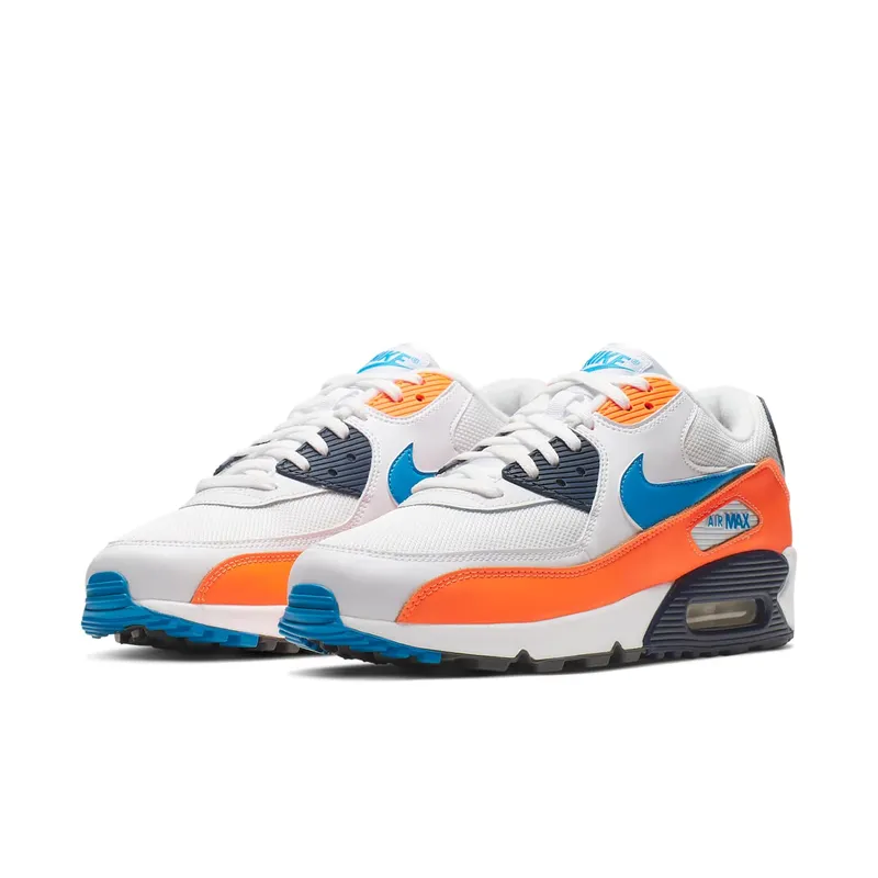 Nike Air Max 90 White Photo Blue Total Orange (2019) (AJ1285-104)