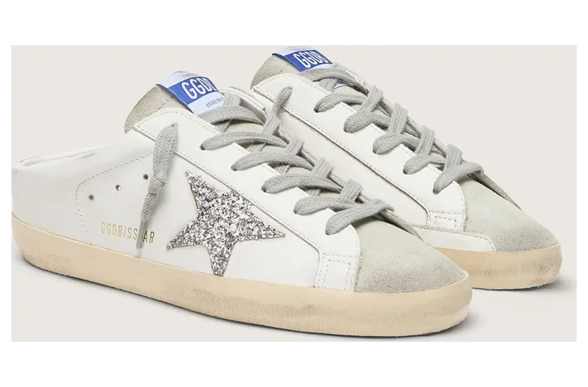 Golden Goose Super-Star Sabot With A Platinum Glitter Star And Suede Tongue (GWF00110.F001722.81194) (2)