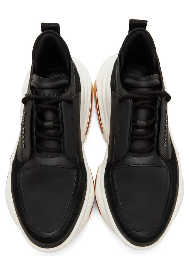 Balmain Black Leather & Suede B-Bold Sneakers (XN1VI541LSHD) (5)