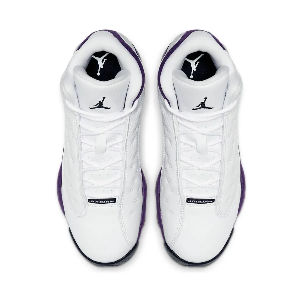 Jordan 13 Retro Lakers (GS) White/Black-Court Purple-University Gold (884129-105)