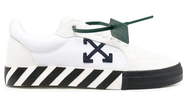 OFF-WHITE Low Vulcanized Canvas Suede White Navy Blue (OMIA085S22LEA0010146)