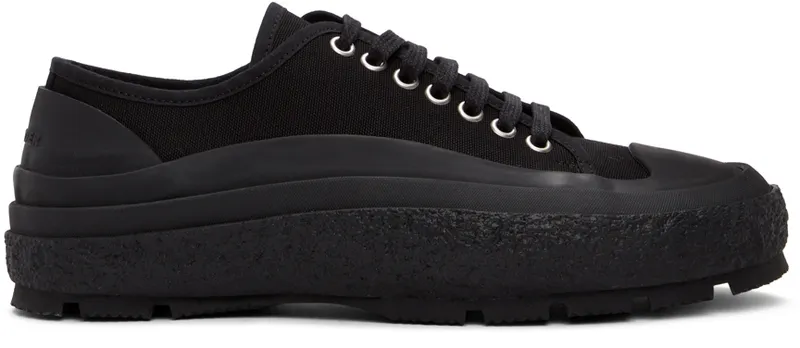 Jil Sander Black Canvas Low-Top Sneakers (JI37520A_15605)