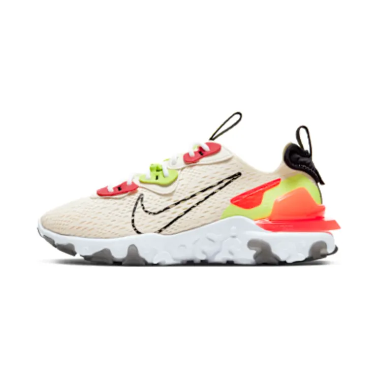 Nike NSW React Vision “Pale Ivory / Volt / Laser Crimson / Black” (CI7523-100)