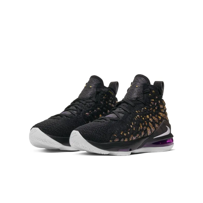 Nike LeBron 17 Lakers (GS) Black/White-Eggplant-Amarillo (BQ5594-004)