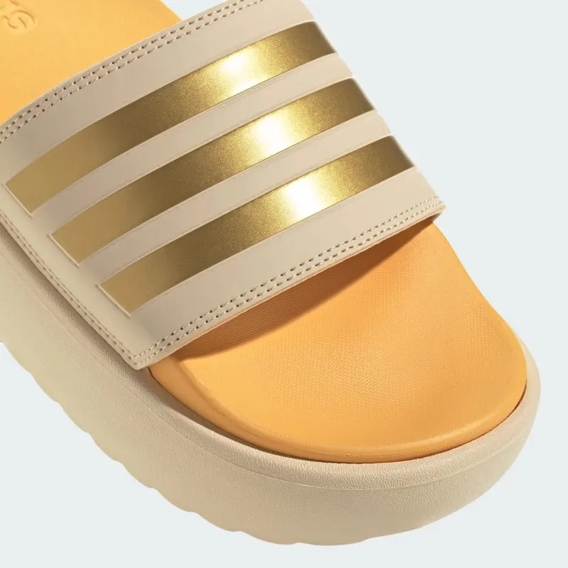 adidas Adilette Platform Slides Crystal Sand Gold Metallic Semi Spark (IF3422)