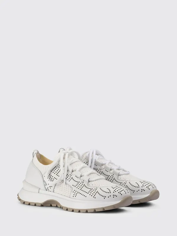 Doucal’s Perforated Leather and Crochet Knit White (DD8898WHINPZ850SW00)