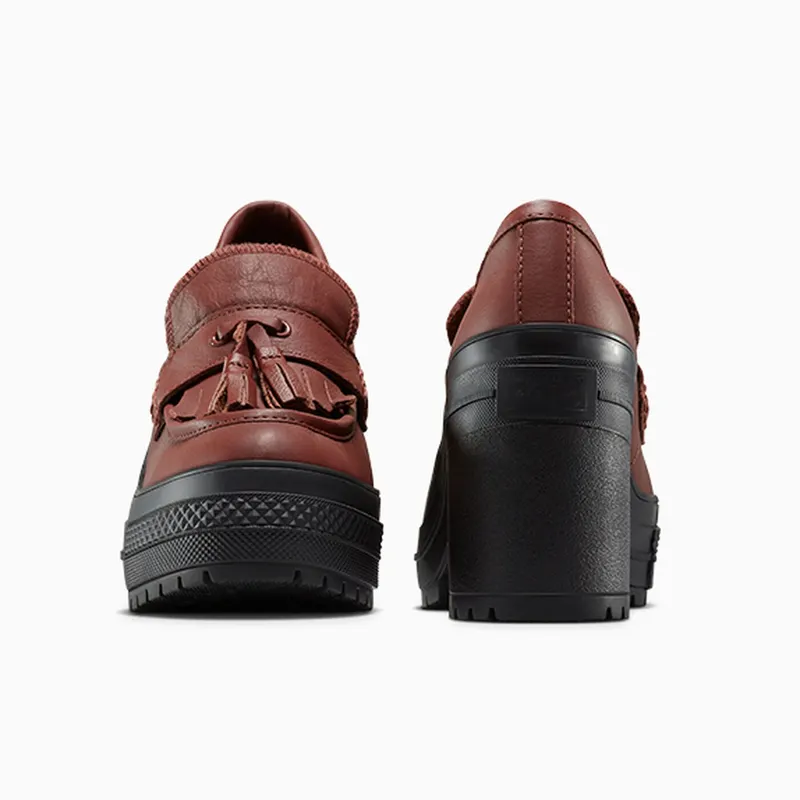 Converse Chuck 70 De Luxe Heel Loafer Platform Leather Dark Roast/Dark Roast/Black (A14715C)