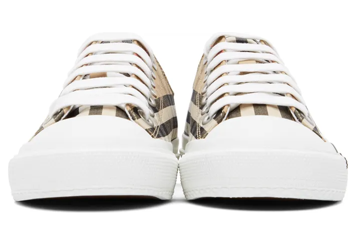 Burberry Logo Print Vintage Check Cotton Sneakers Archive Beige (W) (8024301) (2)