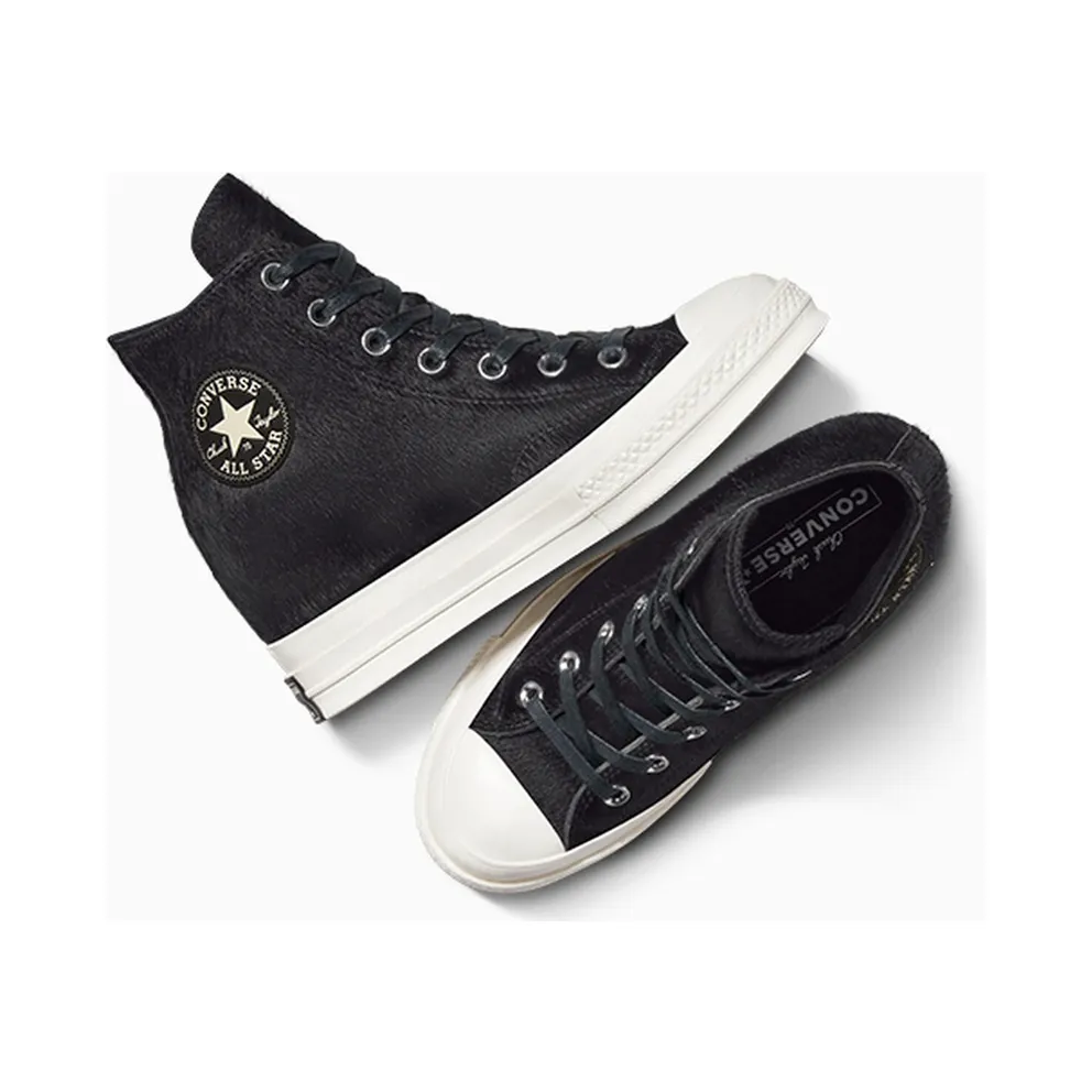 Converse Chuck 70 Wedge Platform Luxe Pony Hair Black/Black/Egret (A12561C)