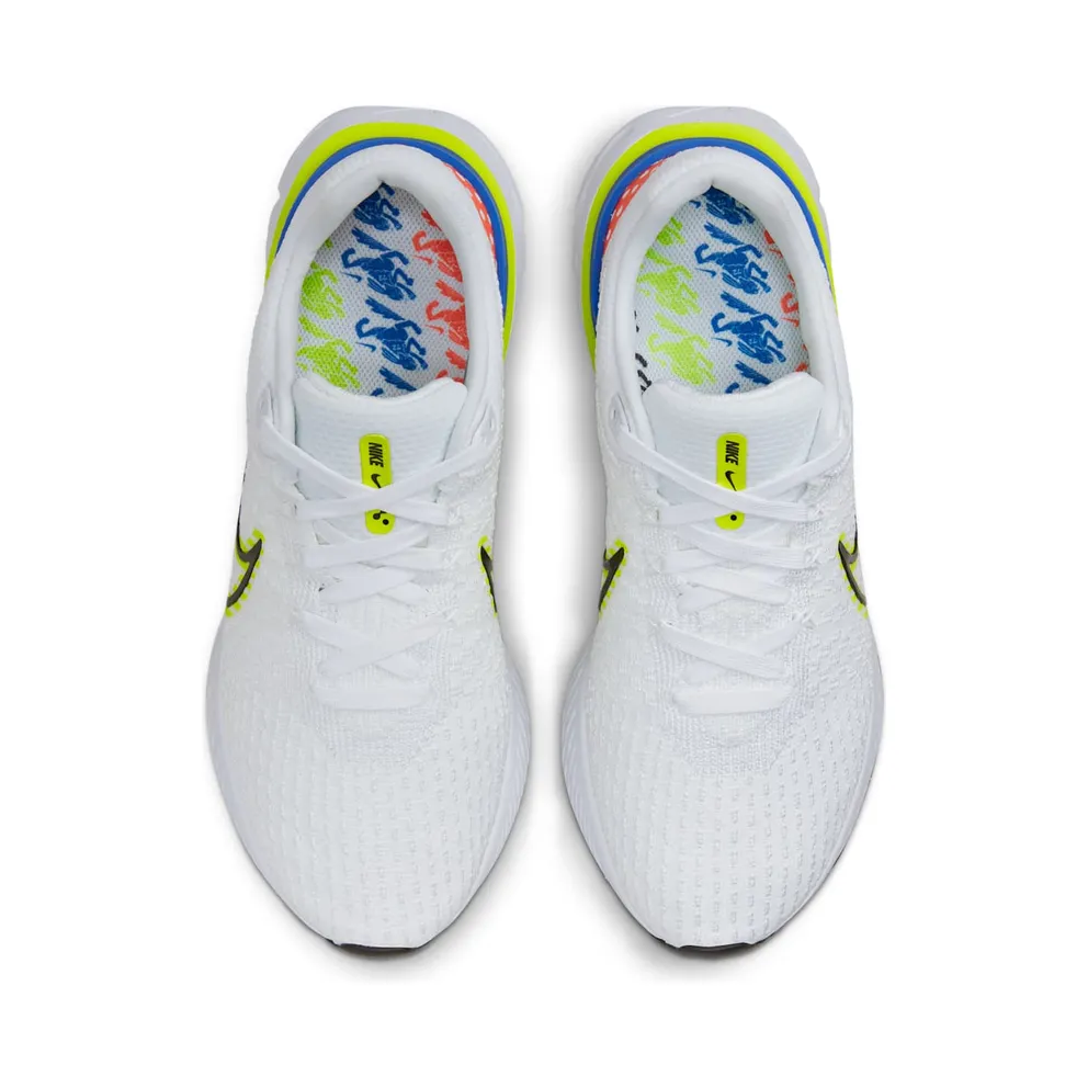 Nike React Infinity Run Flyknit 3 Premium White Volt Racer Blue (DX1629-100)