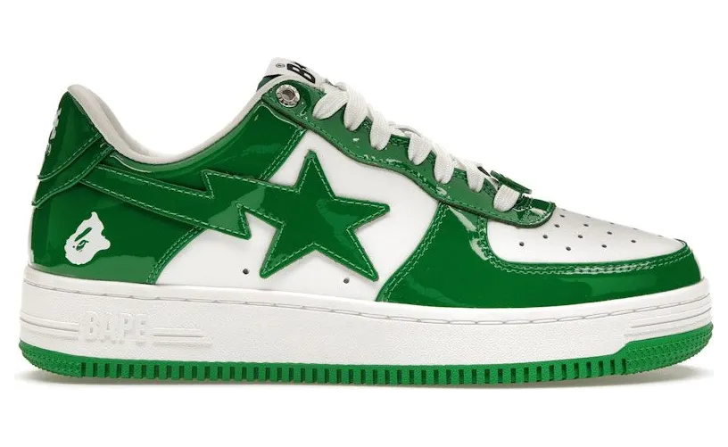 A Bathing Ape Bape Sta Patent Leather Green White (1I70-291-001)