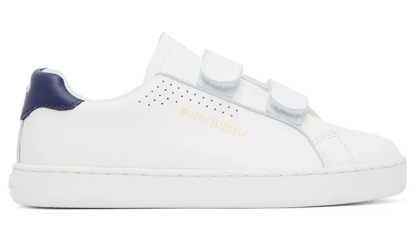 Palm Angels Kids White& Navy Palm 1 Strap Sneakers (PBIA006S22LEA0010146)