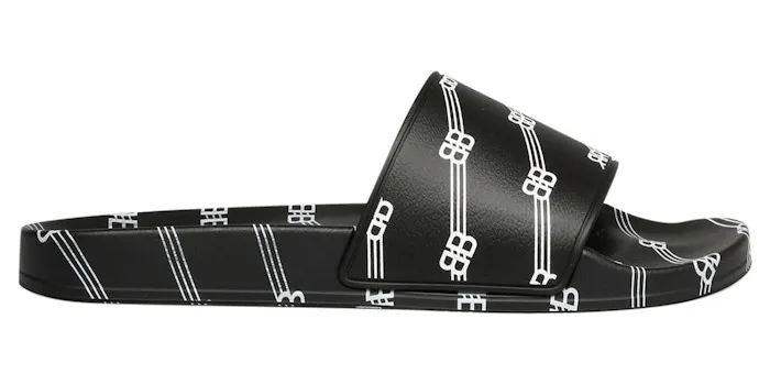 Balenciaga Pool Slides All Over Logo Black (590930 W2BG0 1090)