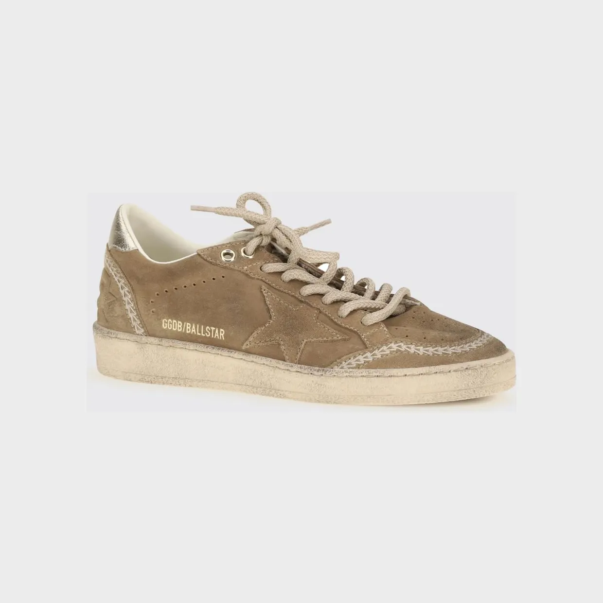 Golden goose Ball Star Suede Low-Top Sneakers with Distressed Effect Tobacco (GWF00117F00870755802)