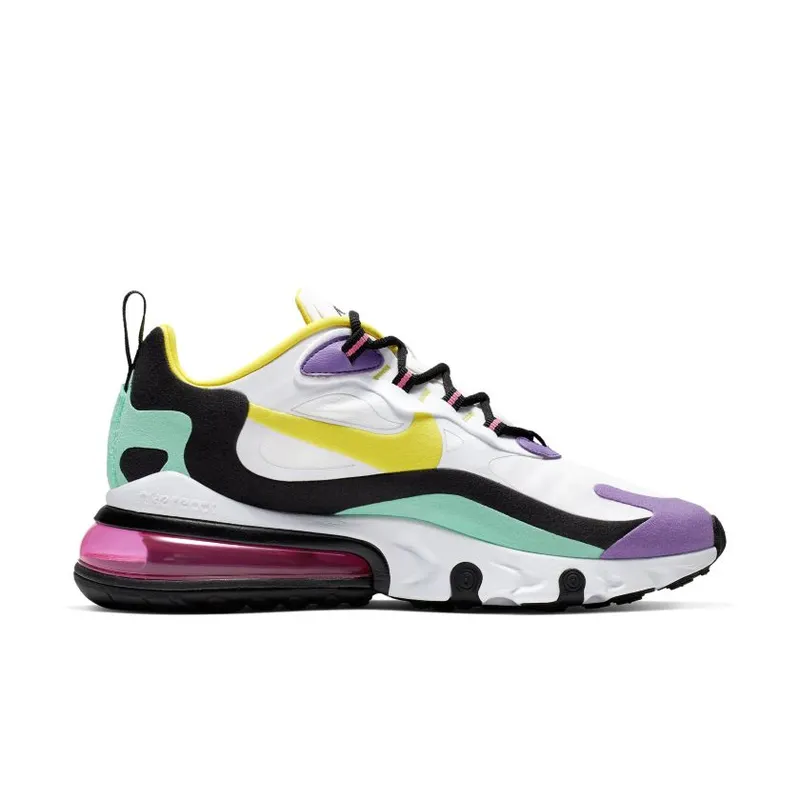Nike Air Max 270 React Geometric Art (W) White/Black-Bright Violet-Dynamic Yellow (AT6174-101)