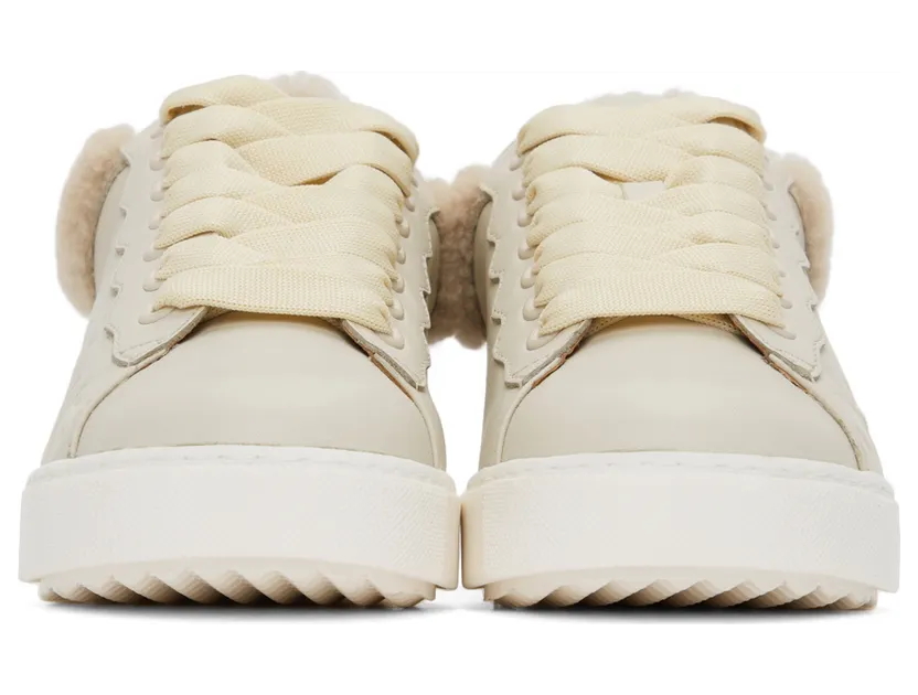 See by Chloé Off-White Leather & Shearling Essie Sneakers (SB35191A 15380) (2)