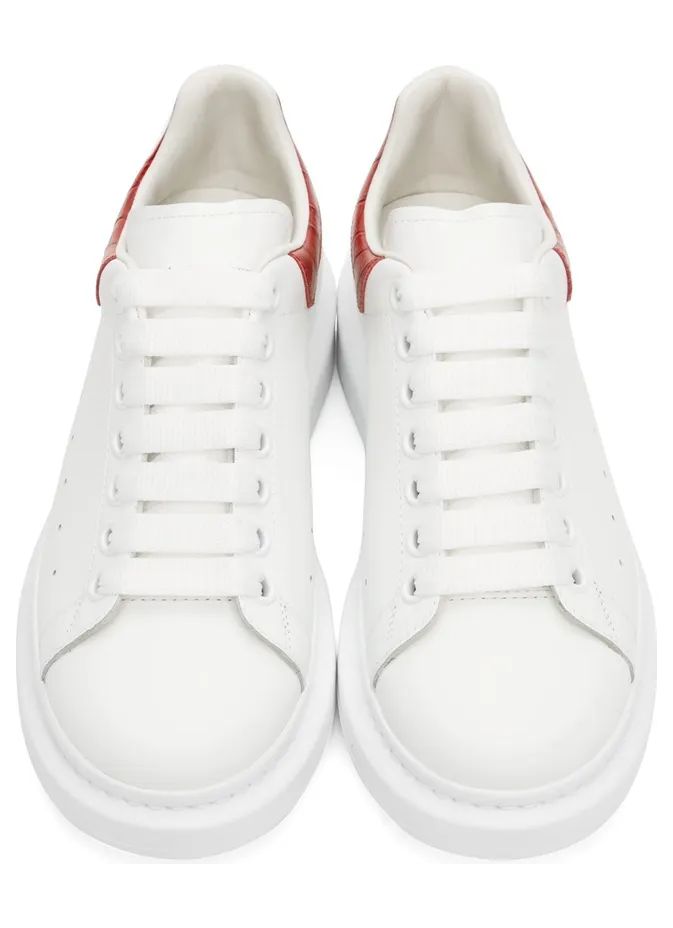 Alexander McQueen White & Green Croc Oversized Sneakers (625162WIAFX) (5)