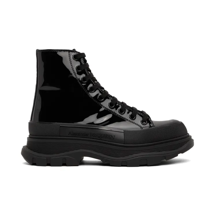 Alexander McQueen Black Patent Tread Slick High Sneakers (668775WIA35)