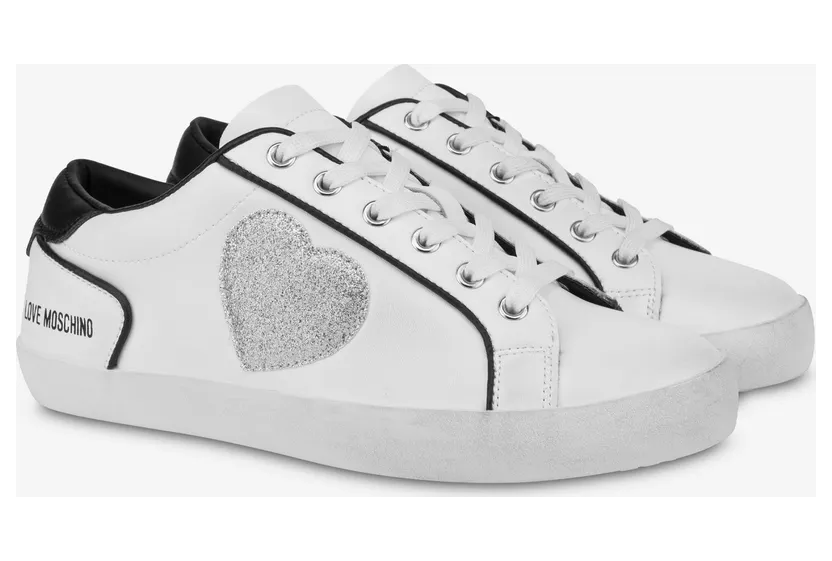 Moschino Sneakers Aus Kalbsleder Mit Glitter-herz Free Love (POLJA15502G0IIAD10A)
