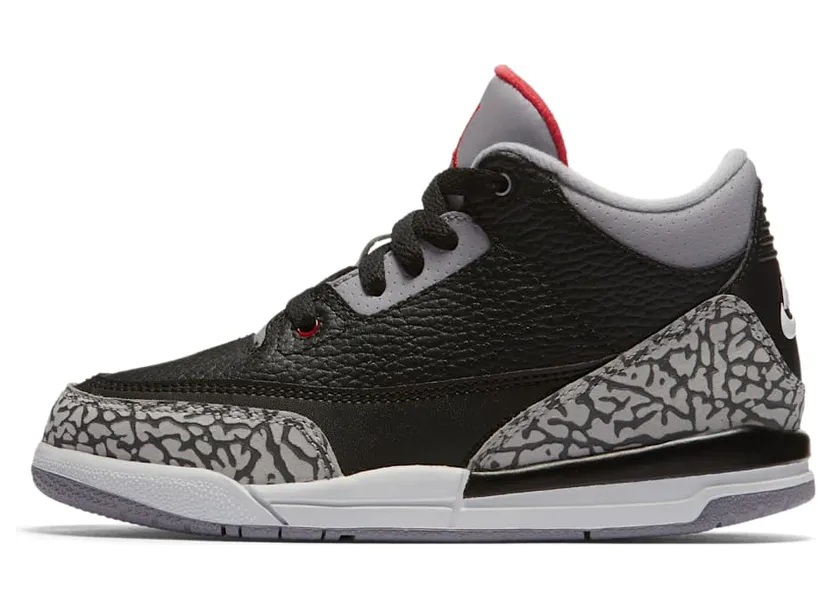 Air Jordan 3 Retro OG PS ‘Black Cement’ 2018 Black/Fire Red-Cement Grey (429487-021)