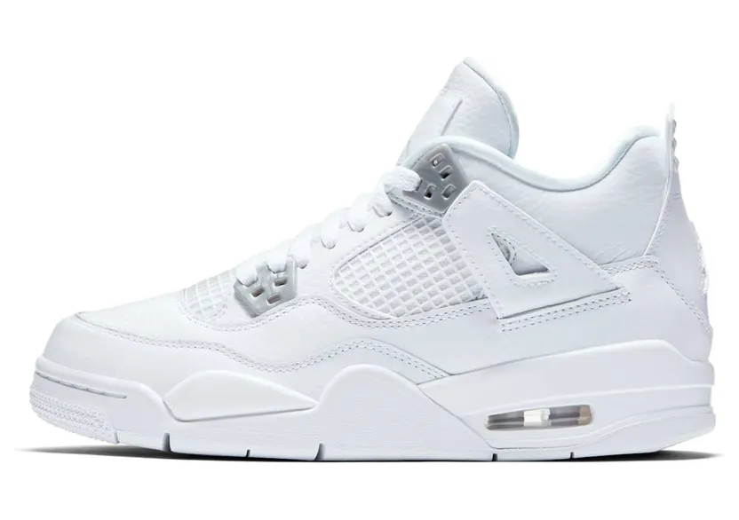 Air Jordan 4 Retro BG Pure Money “White / Off-White / Metallic Silver” (408452-100)