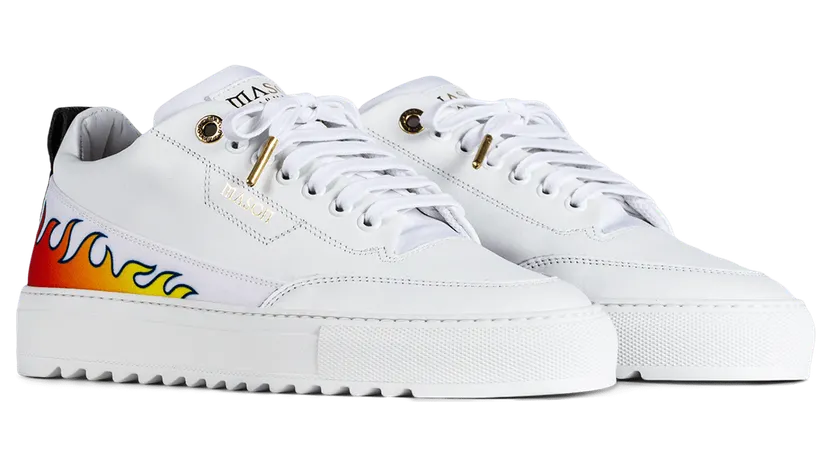 Mason Garments Torino Heelcap Flames Weiß (SS21-42C)