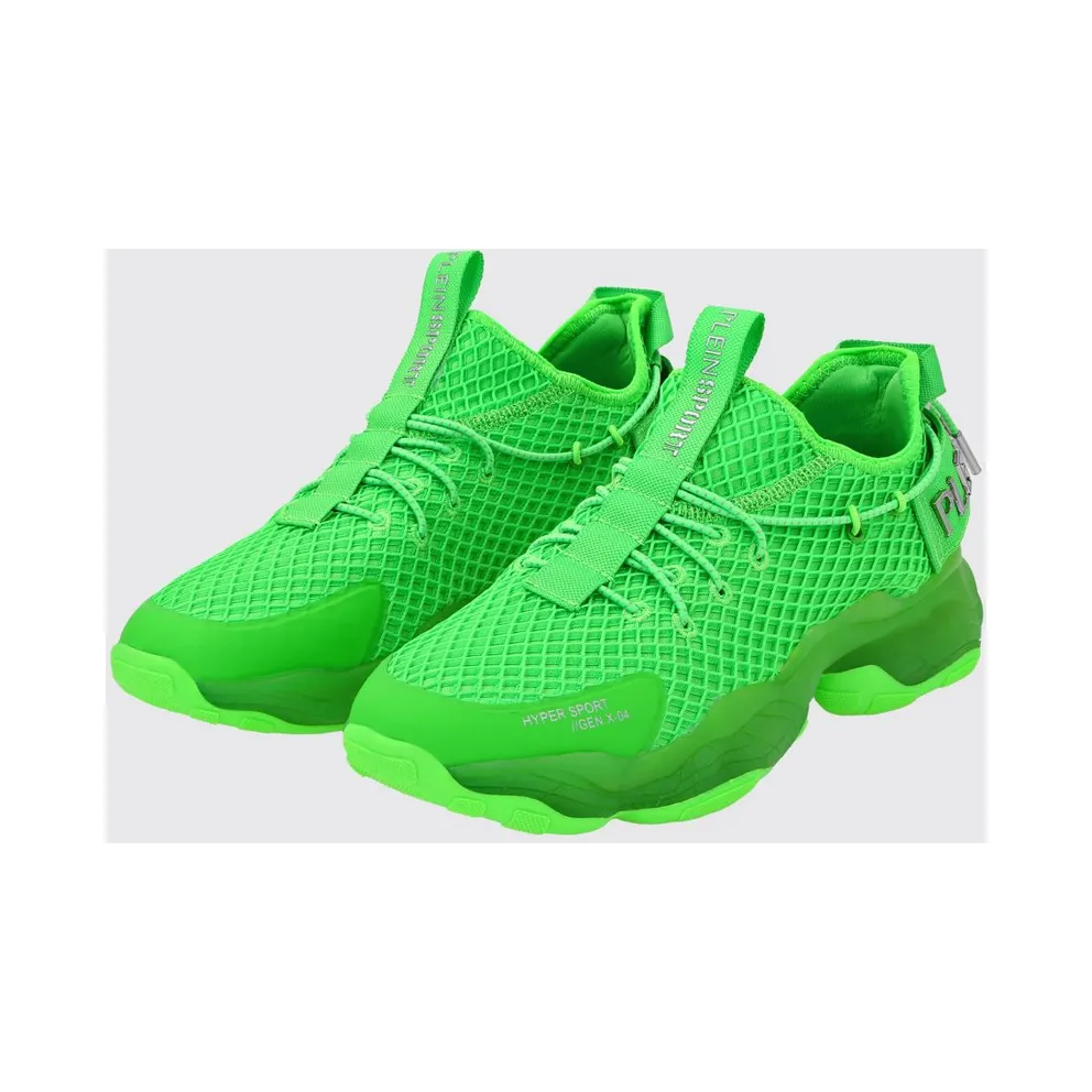 Plein Sport Hyper Sport Low-Top in Mesh with Applied Logo and Pull Tab Green (SADSUSC0522STE003N27)