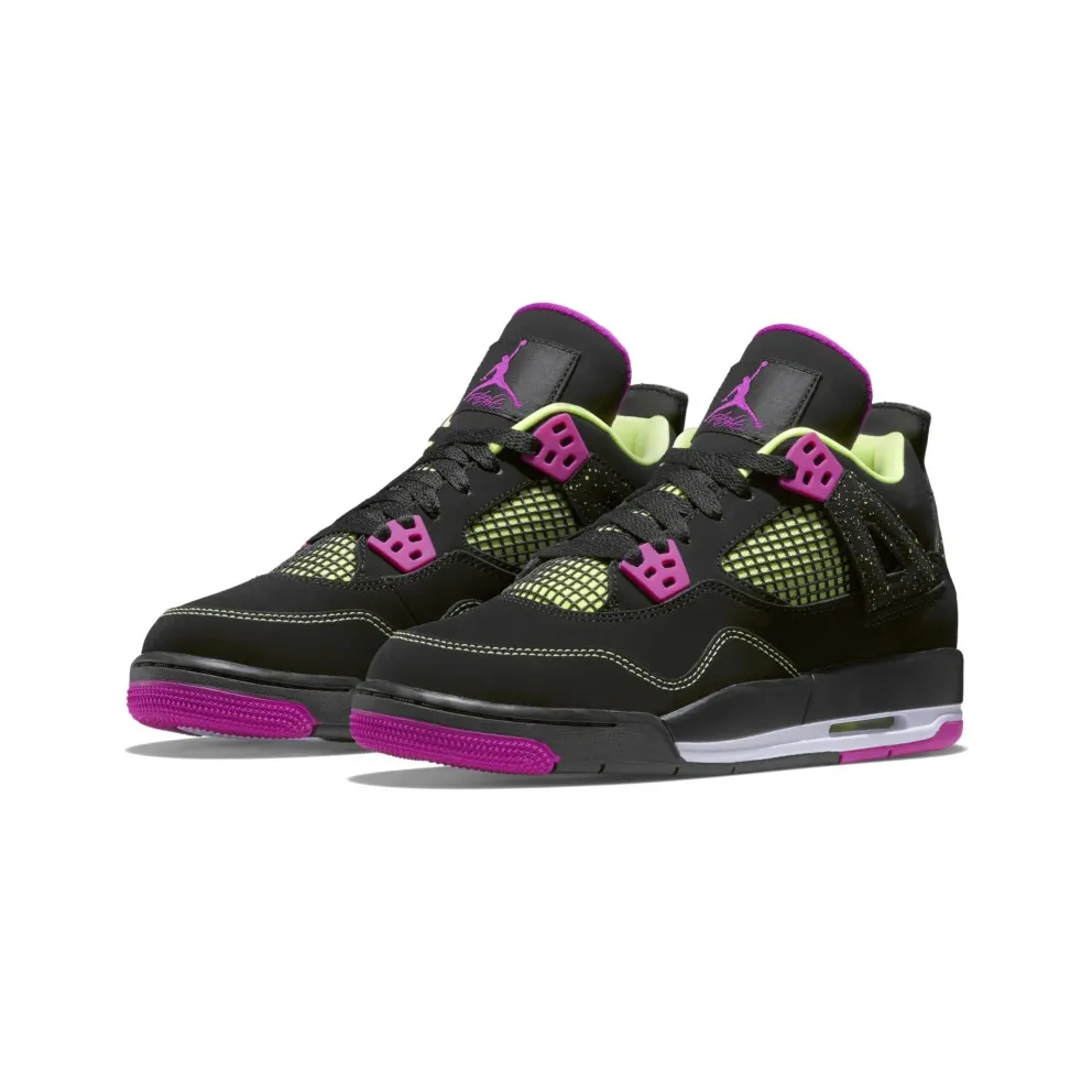 Jordan 4 Retro Fuschia (GS) Black/Fuschia Flash-Liquid Lm-White (705344-027)