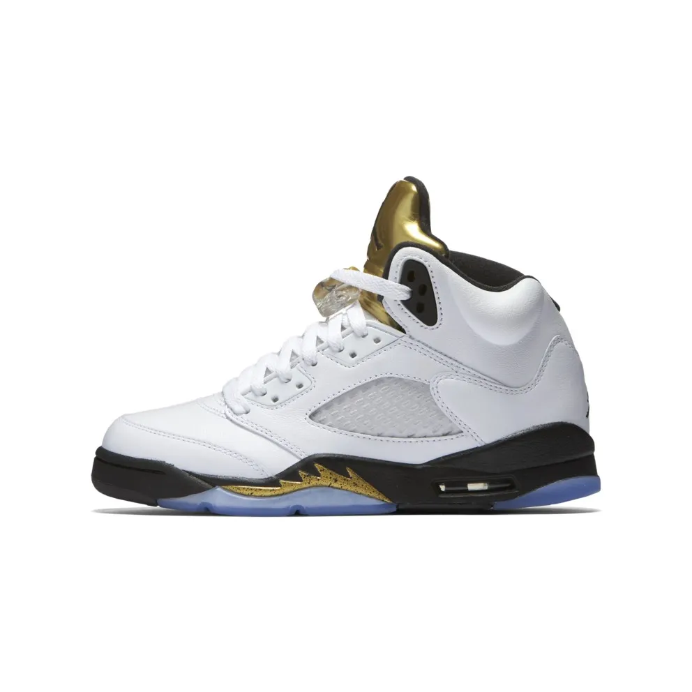 Jordan 5 Retro Olympic 2016 (GS) White/Black-Metallic Gold Coin (440888-133)
